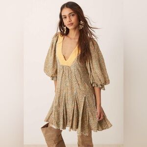 Free People Floral Mini Dress Size Small Half Sleeve Brand New